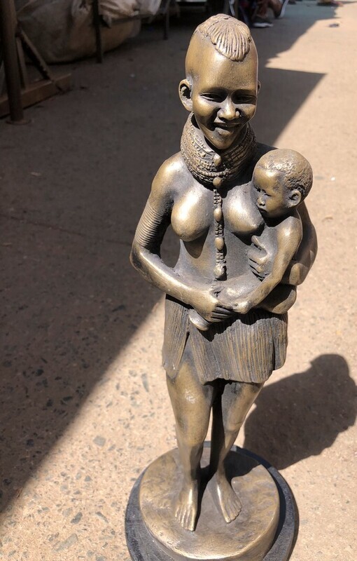 African Woman And Child Sculpture/ Bronze Sculpture