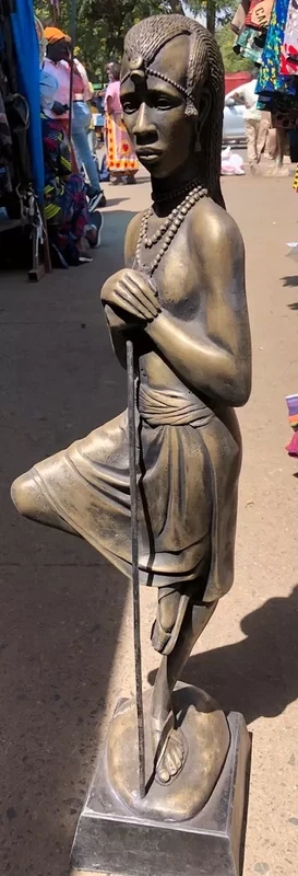 African warrior bronze sculpture