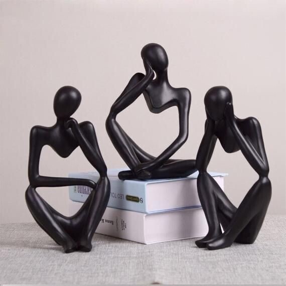 A Set OF 3 Thinking human curving/ home decorative human posture sculpture