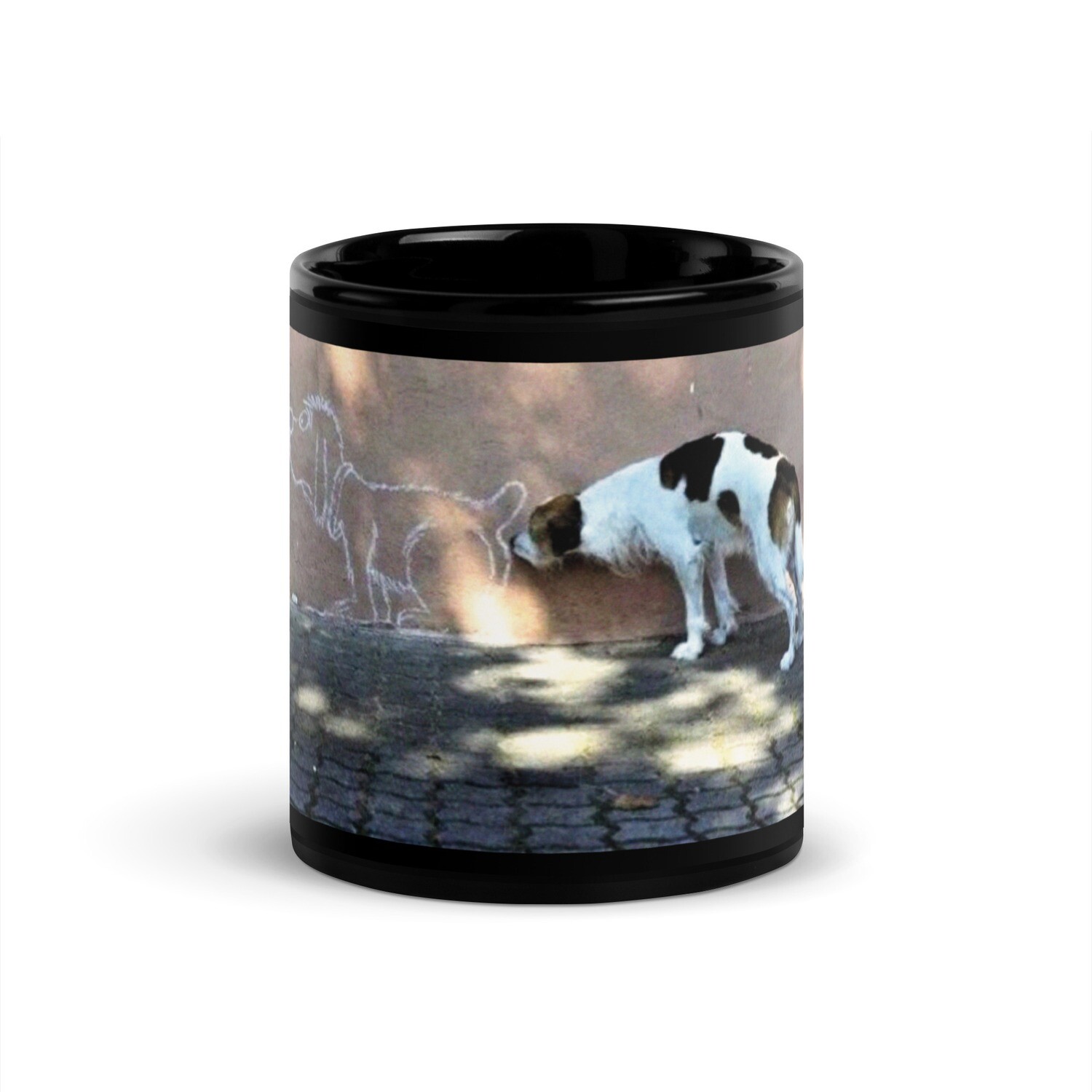 Dog Wall Black Glossy Mug