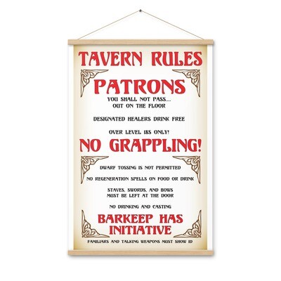Tavern Rules Poster with hangers