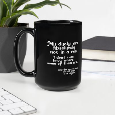 Ducks in a Row Black Glossy Mug