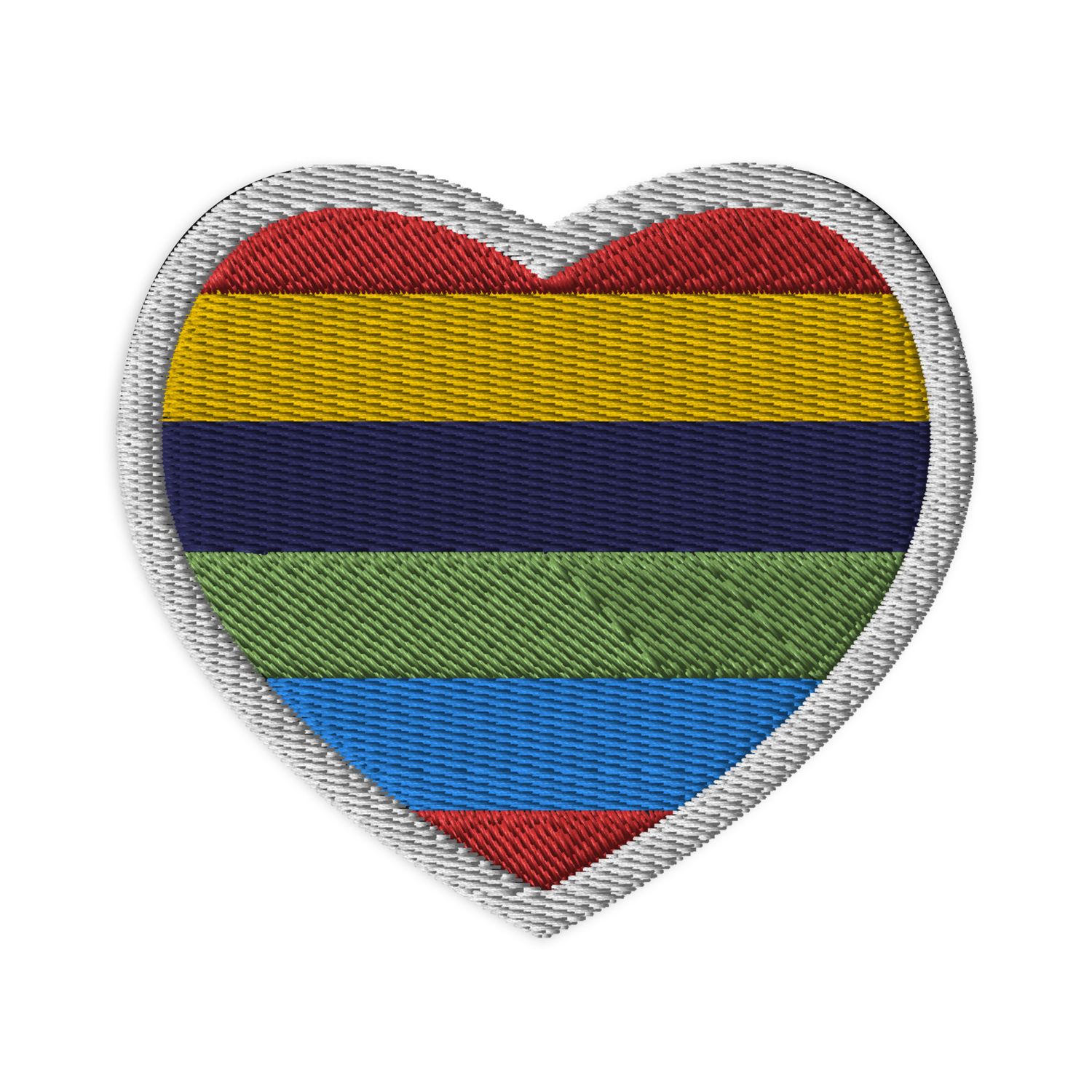 Rainbow Heart White Trim Embroidered patch