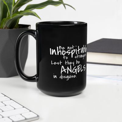Angels in Disguise Black Glossy Mug