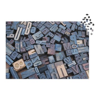 Mind Your Ps and Qs Jigsaw puzzle with tin