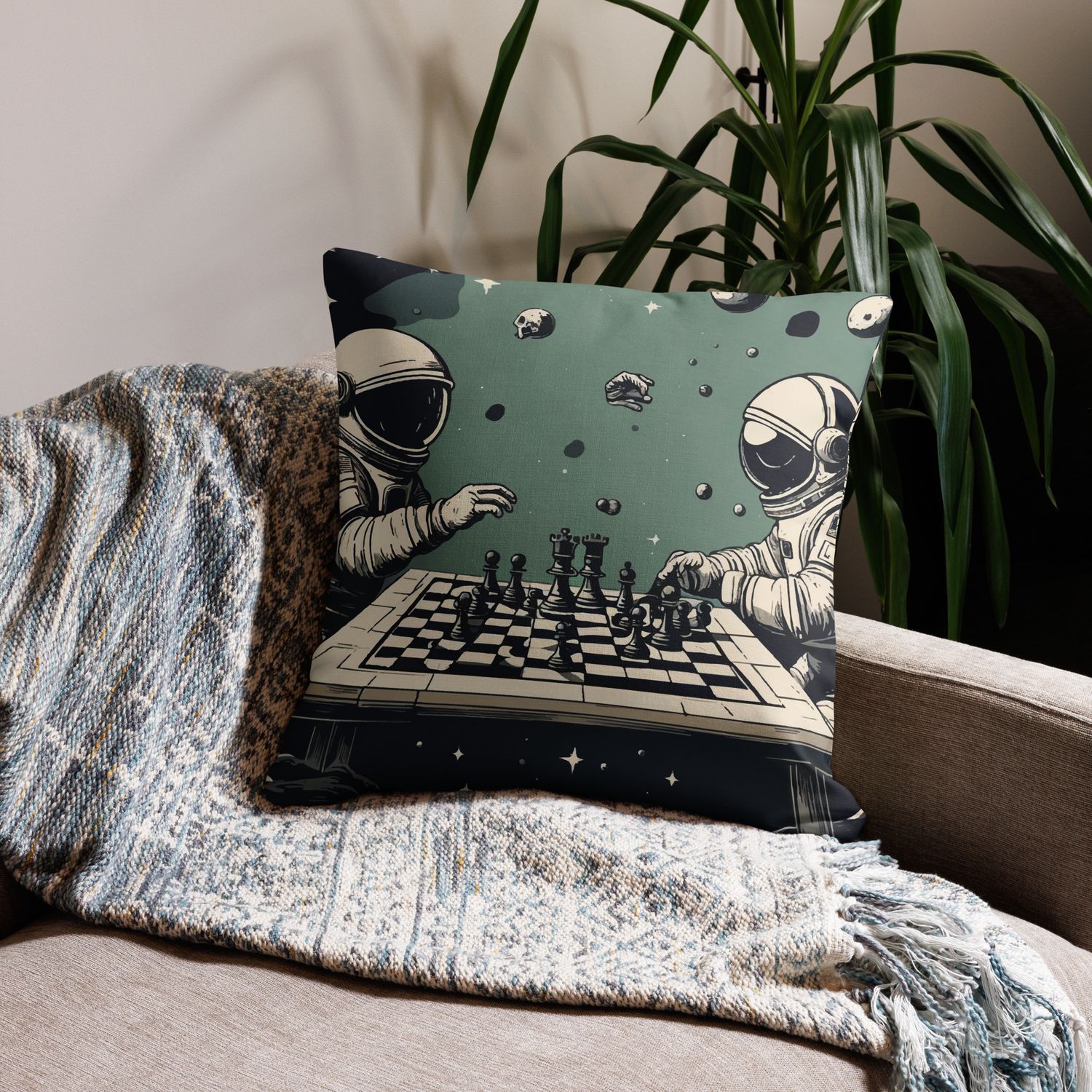 Astronaut Chess Premium Pillow