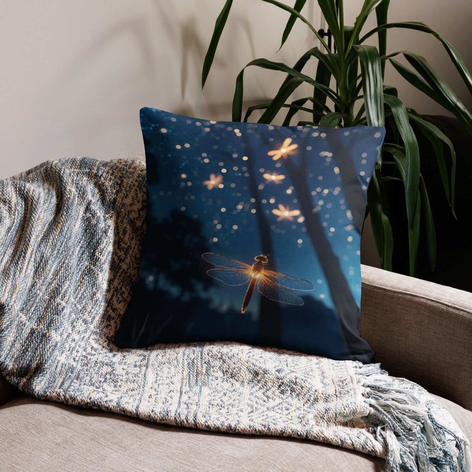 Dragonfly Swarm Premium Pillow