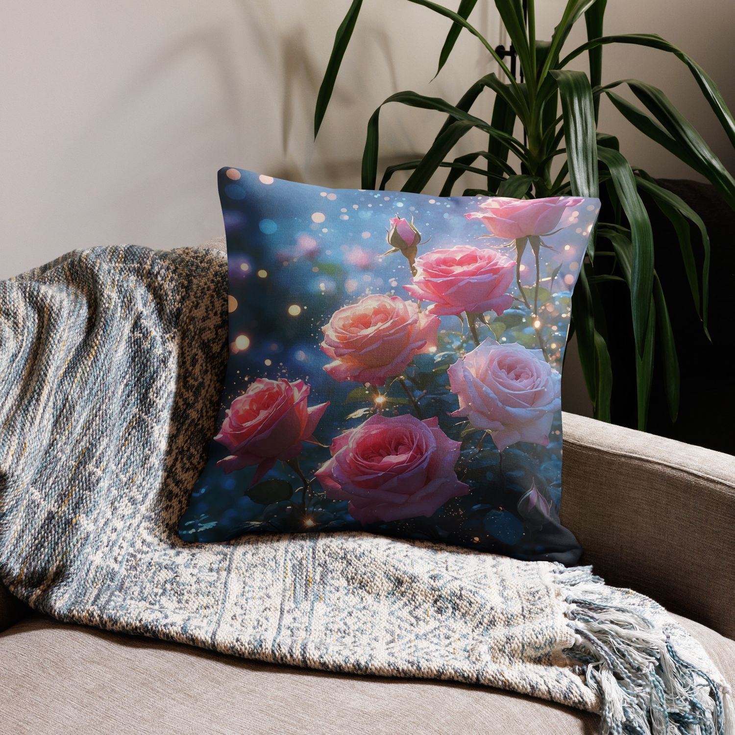 Pink Roses Premium Pillow