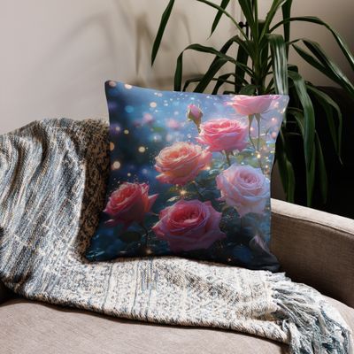 Pink Roses Premium Pillow