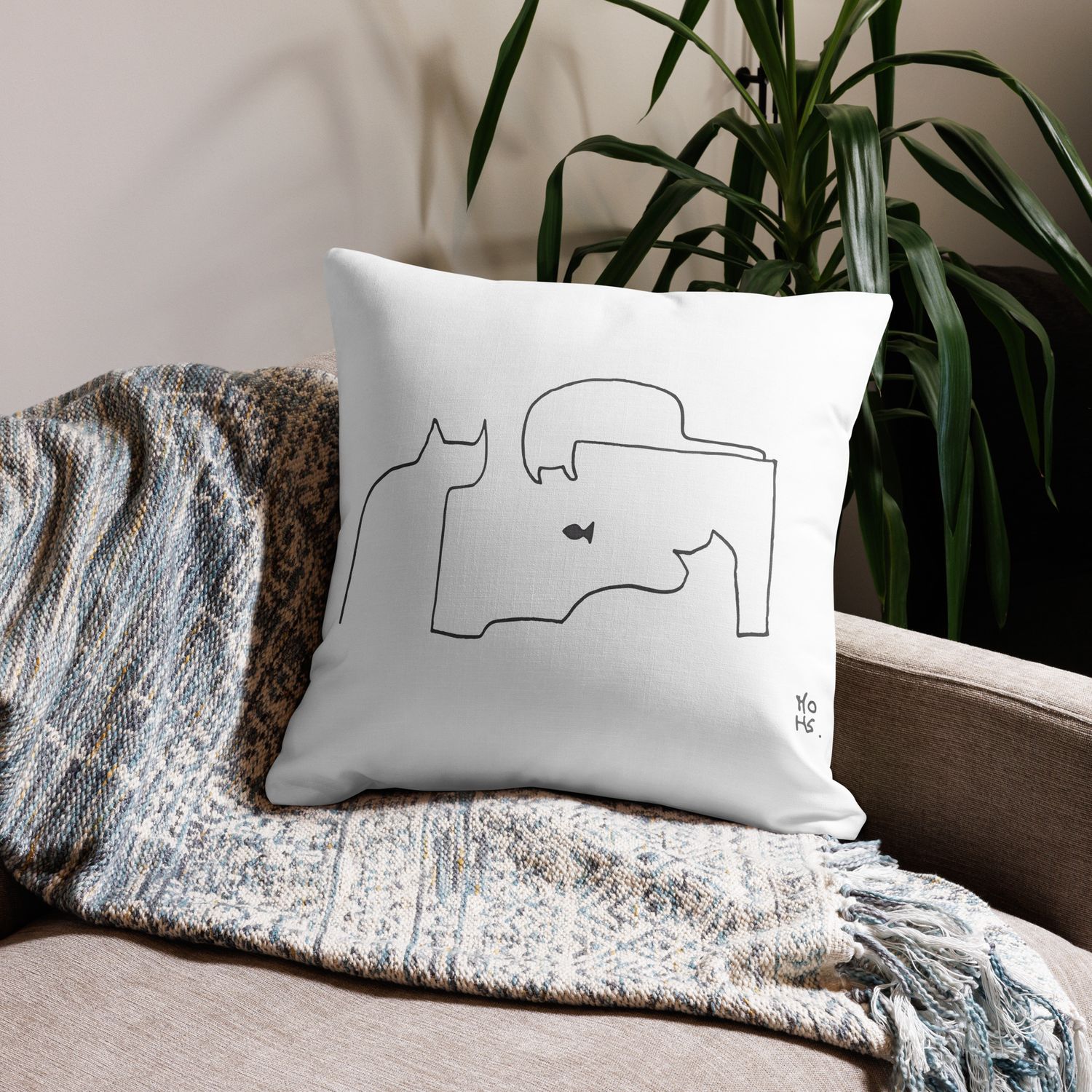 Fish Tank Cats Premium Pillow
