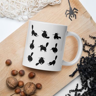 Nine Lives White glossy mug