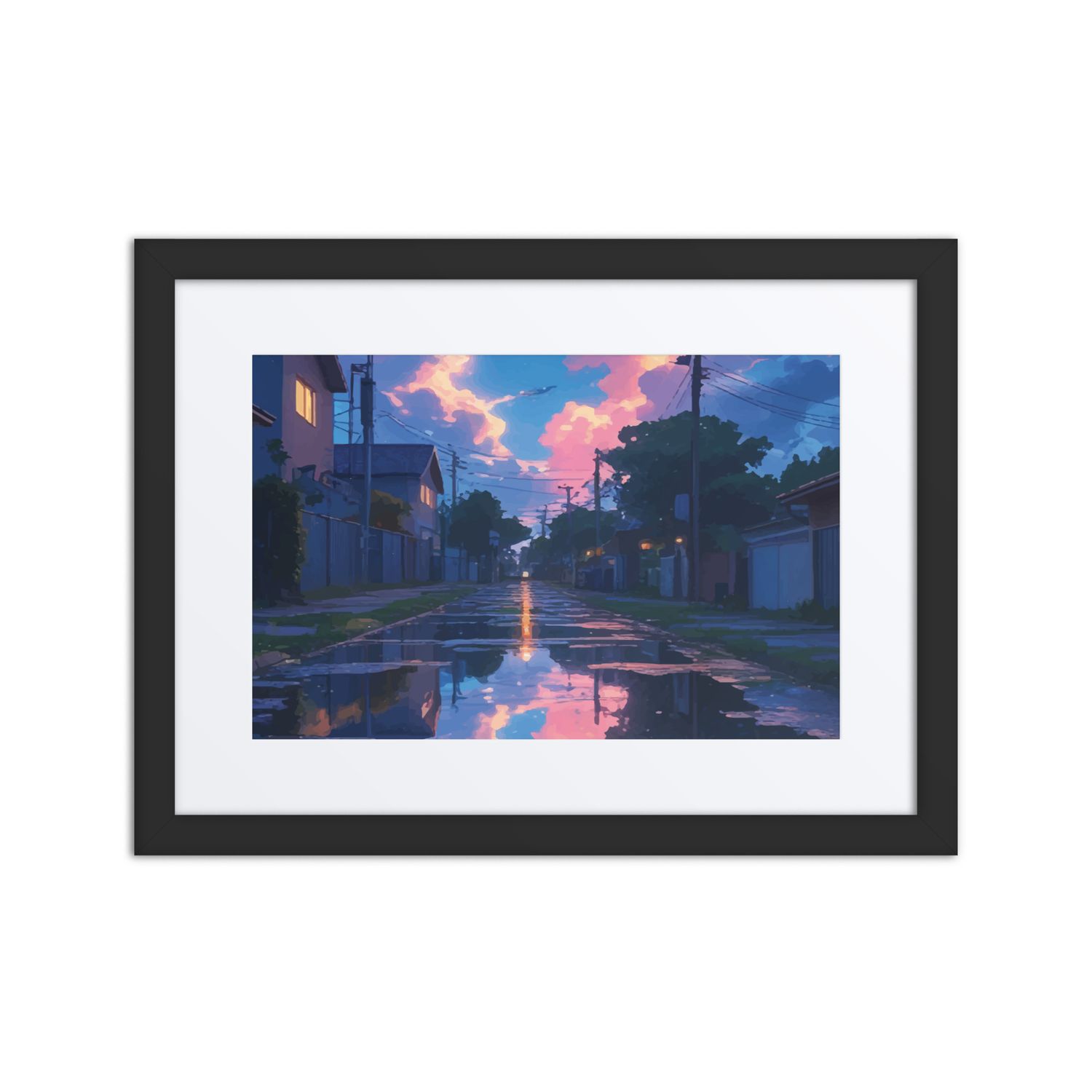 Rainy Street Framed Art by Bytesized