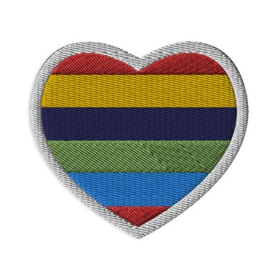 Rainbow Heart White Trim Embroidered patch Rainbow Heart White Trim Embroidered patch