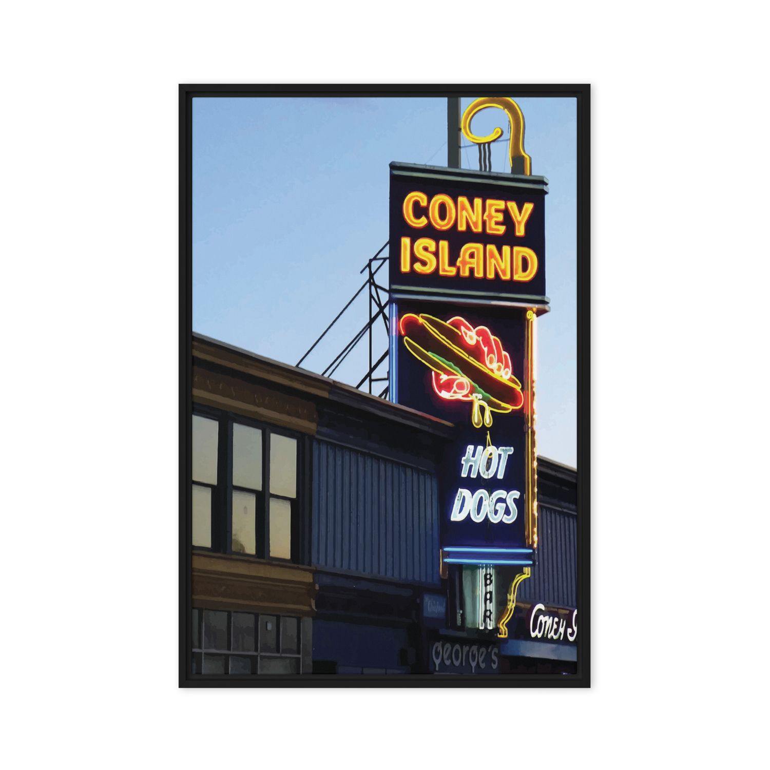 Worcester, MA Coney Island Premium Framed canvas