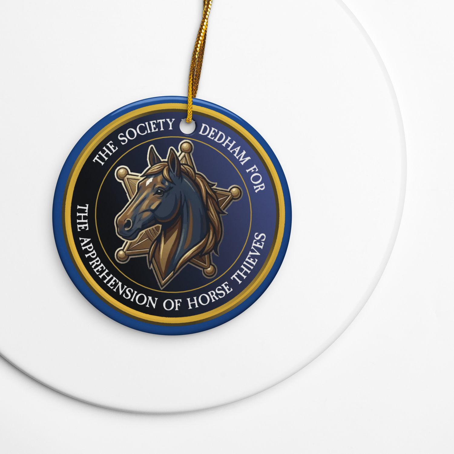 Society in Dedham for the Apprehension of Horse Thieves Double-sided ceramic ornaments