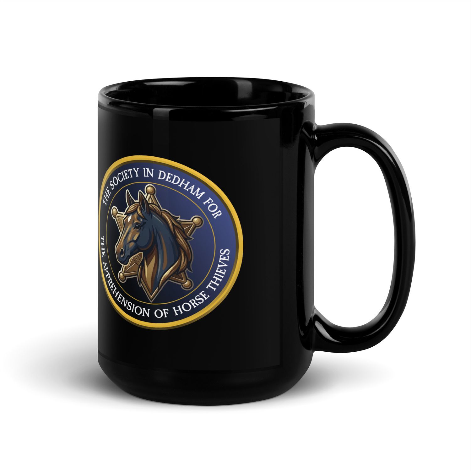 Society in Dedham for the Apprehension of Horse Thieves Black Glossy Mug