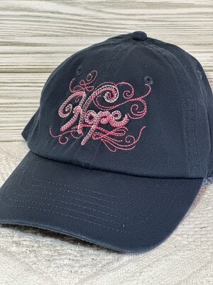 Pink on Navy "Hope" Embroidered Cap