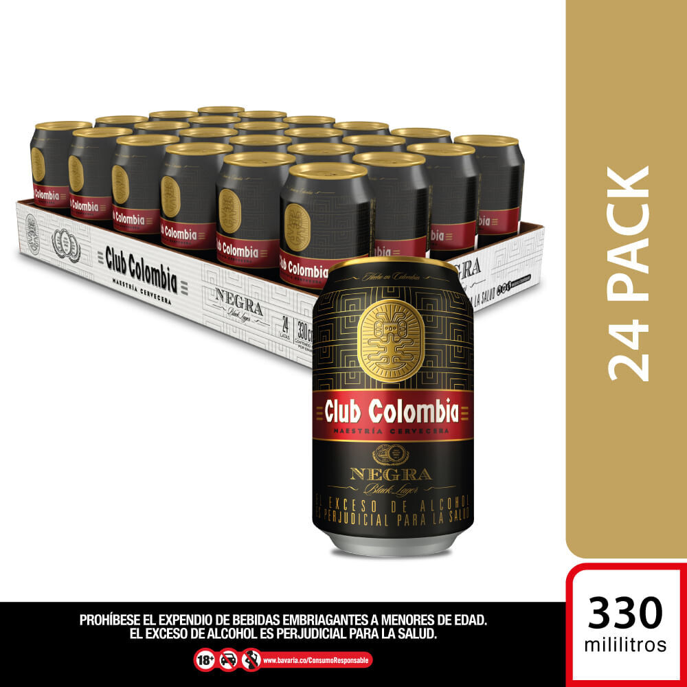 10 BANDEJAS DE CLUB COLOMBIA NEGRA LATA 330ML X 24UNDS