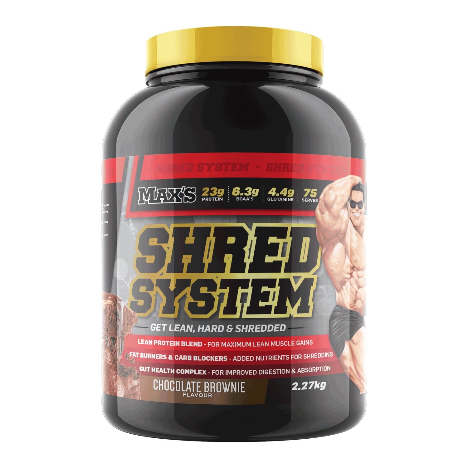 Maxs Shred, Flavours: Choc Brownie, Size: 2.27KG