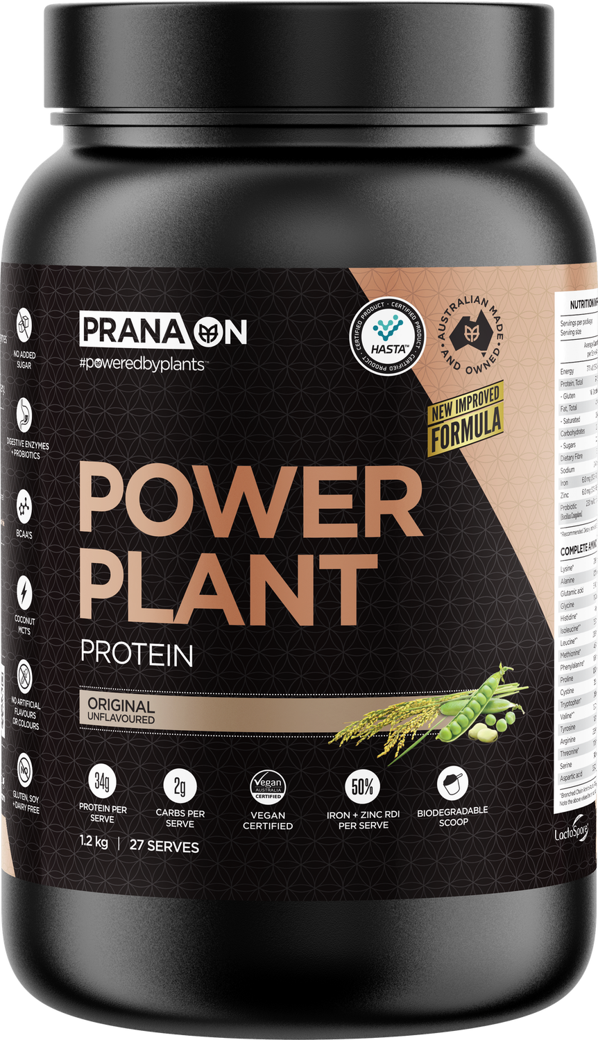 Prana ON Power Plant Protein, Flavours: Original, Size: 1.2KG