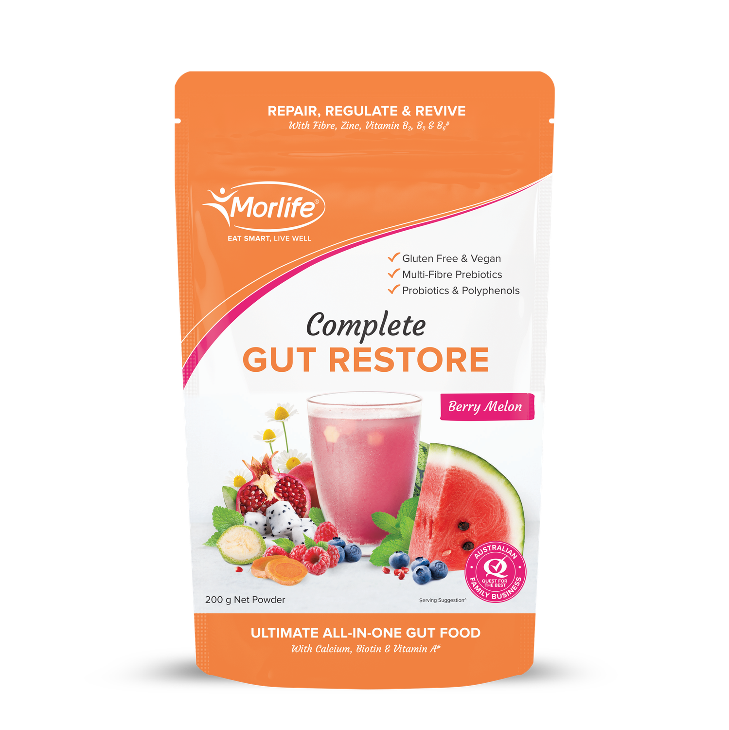 Morlife Gut Restore, Flavours: Berry Melon, Size: 200g