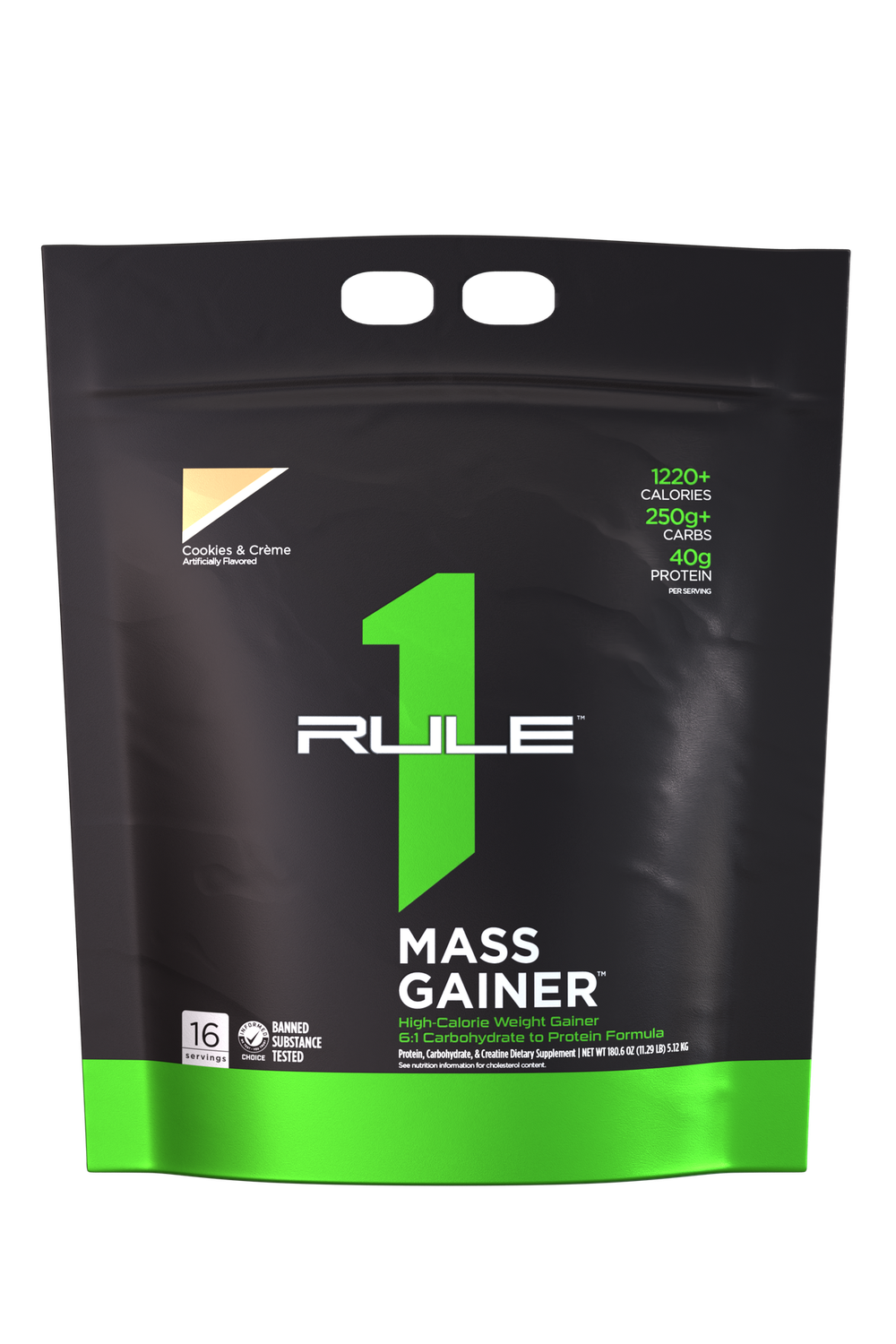 Rule 1 Mass Gainer, Flavours: Cookies &amp; Cream, Size: 16S