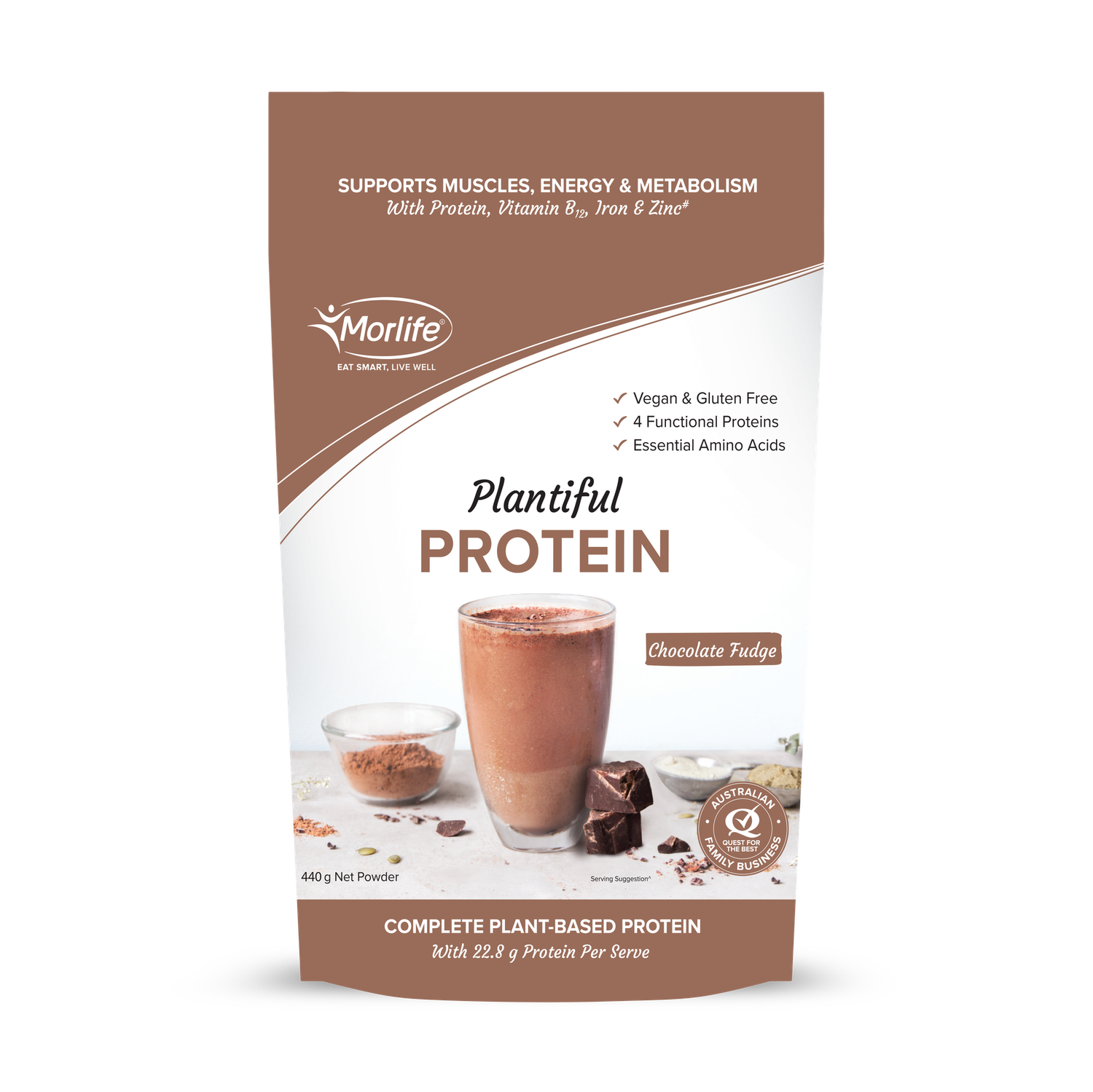 Morlife Plantiful Protein, Flavours: Chocolate Fudge