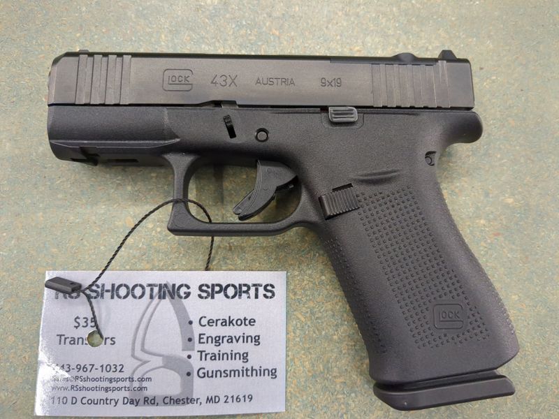 Glock 43X MOS, Semi-automatic, 9mm, 3.41" Barrel, Black, 10+1 Rounds