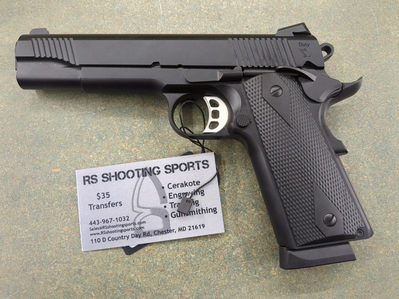 Tisas 10100528 1911 Duty 45 ACP 8+1 5" Black Steel Barrel, Black Cerakote Serrated Steel Slide, Black Cerakote Steel Frame w/Beavertail, Ambidextrous