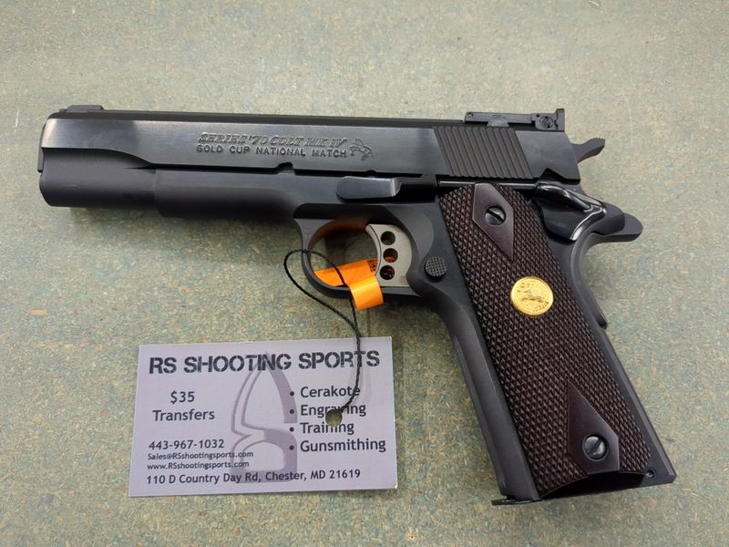 Colt Mfg O5870A1 1911 Gold Cup National Match Series 70 45 ACP 5" 8+1 Blued Carbon Steel Walnut w/Gold Medallion Grip