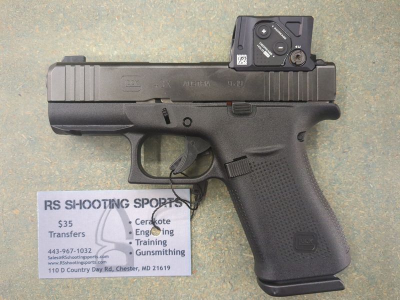 GLOCK 43X MOS8 9MM FS 10RD AIMPOINT COA BLACK FRONT RAILS