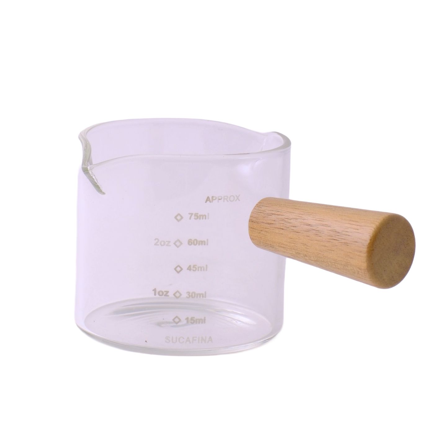 Avid Espresso Shot Glass with Spout and Wood Handle