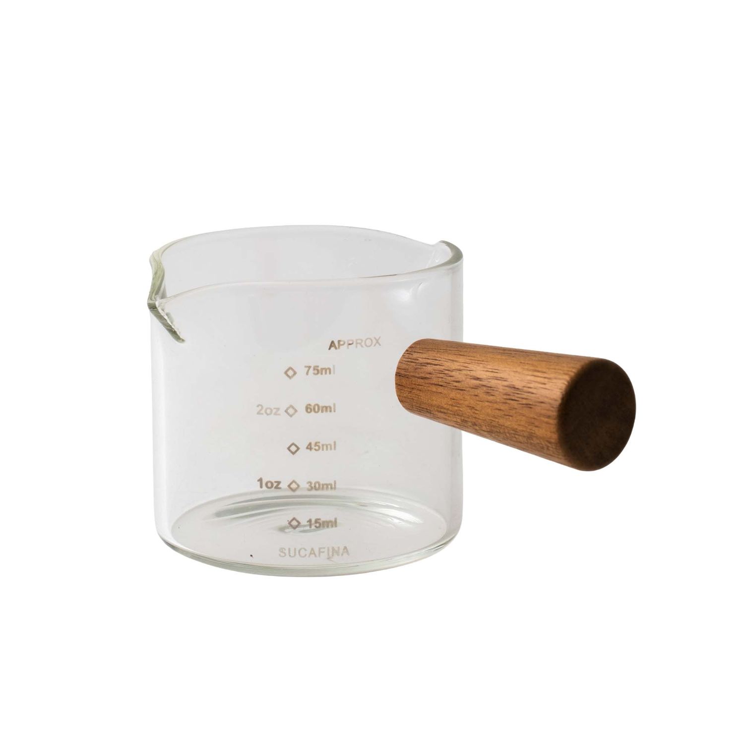 Avid Espresso Shot Glass with Spout and Wood Handle