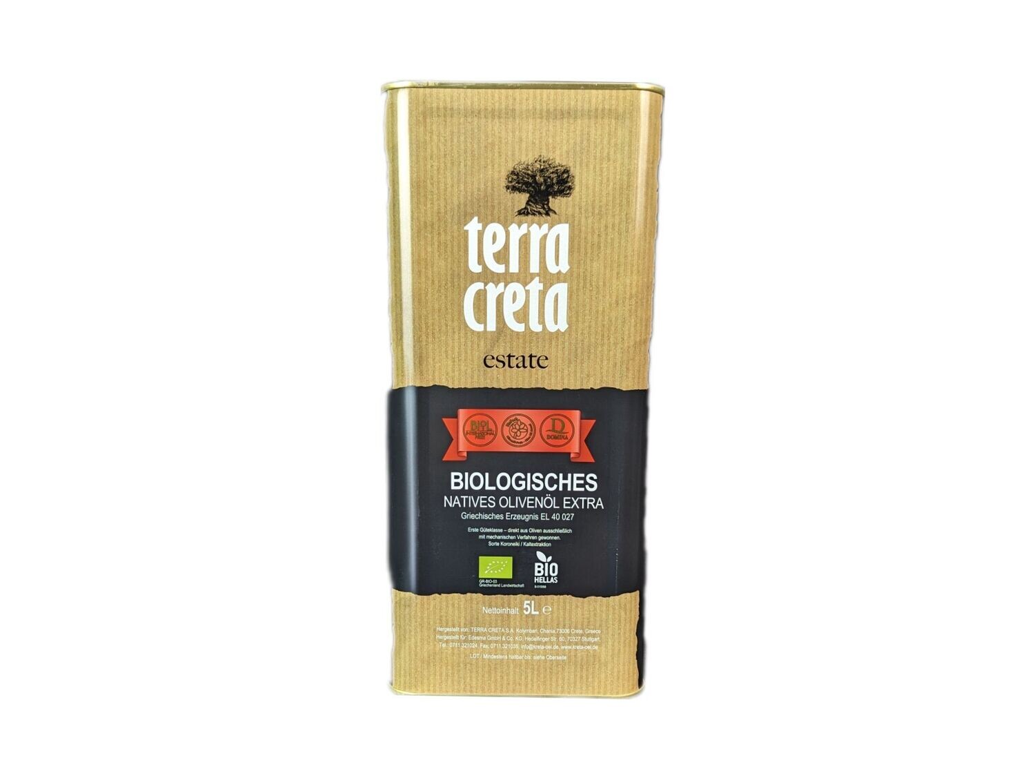 16,33 €/Liter - Terra Creta Estate BIO - Extra Natives Olivenöl / 5 Liter