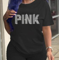 Black/White Crew neck shirt (pink)