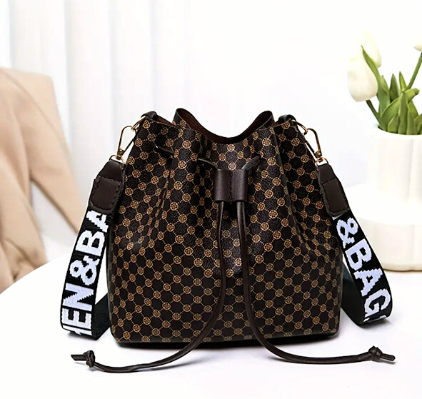 Dark Brown Bucket Bag.
