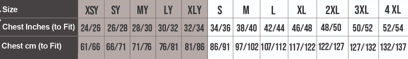 SIZE CHARTS ELITE TEAMWEAR