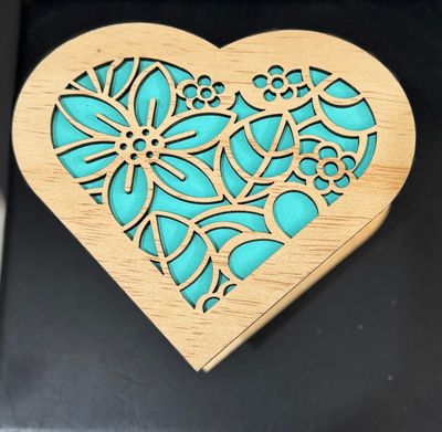 Wooden Heart Jewellery Box