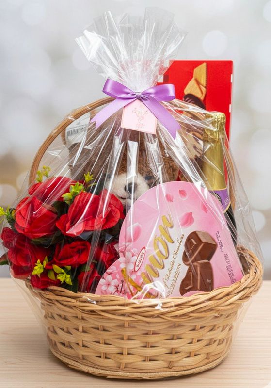 Thoughtful Celebration Gift Basket with Teddy Bear