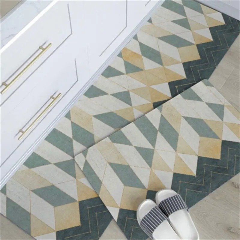 ComfortMat Duo: Two Sets Kitchen Mat with Modern Geometric Design