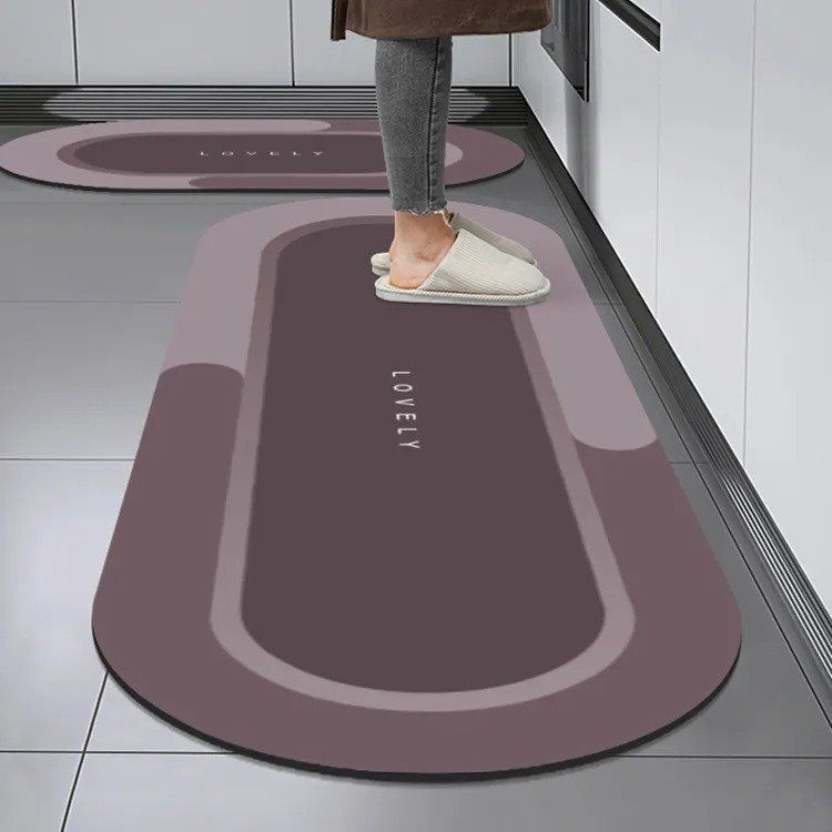 Round Edge Print Kitchen Carpet