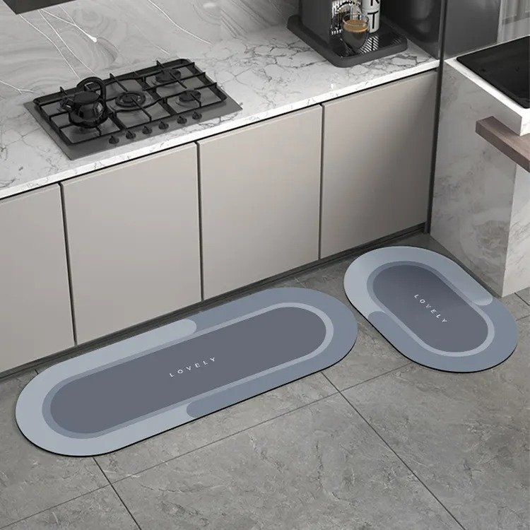 Round Edge Nevy-blue Kitchen Mat