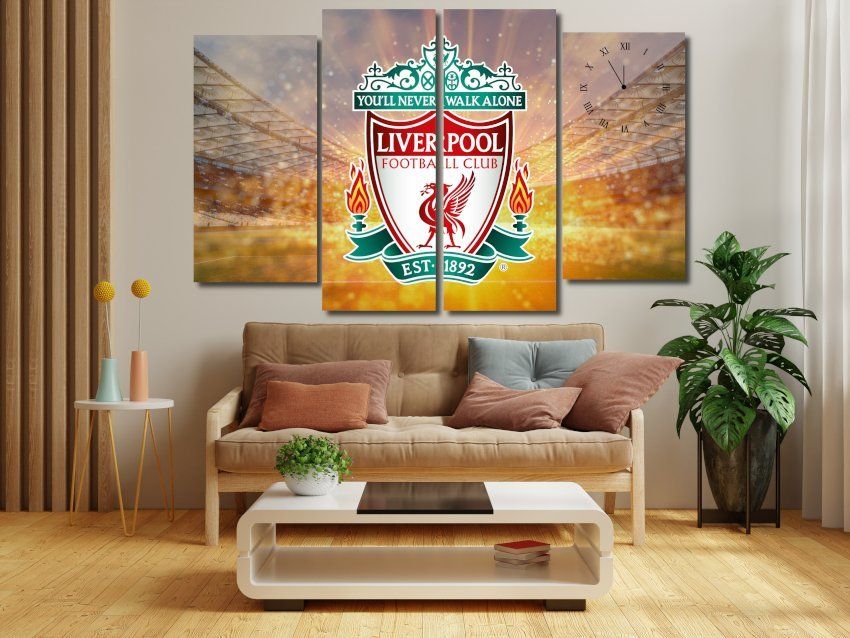 Liverpool FC Wooden frame Wall Art with Clock