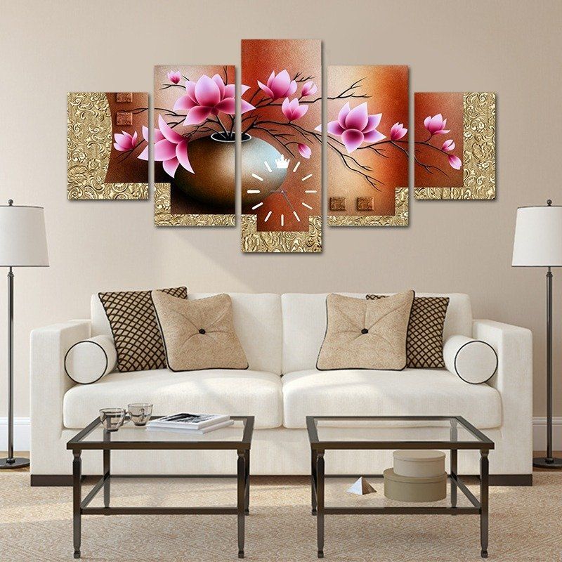 Spilt Canvas Flower pot wall art in HD wooden frames