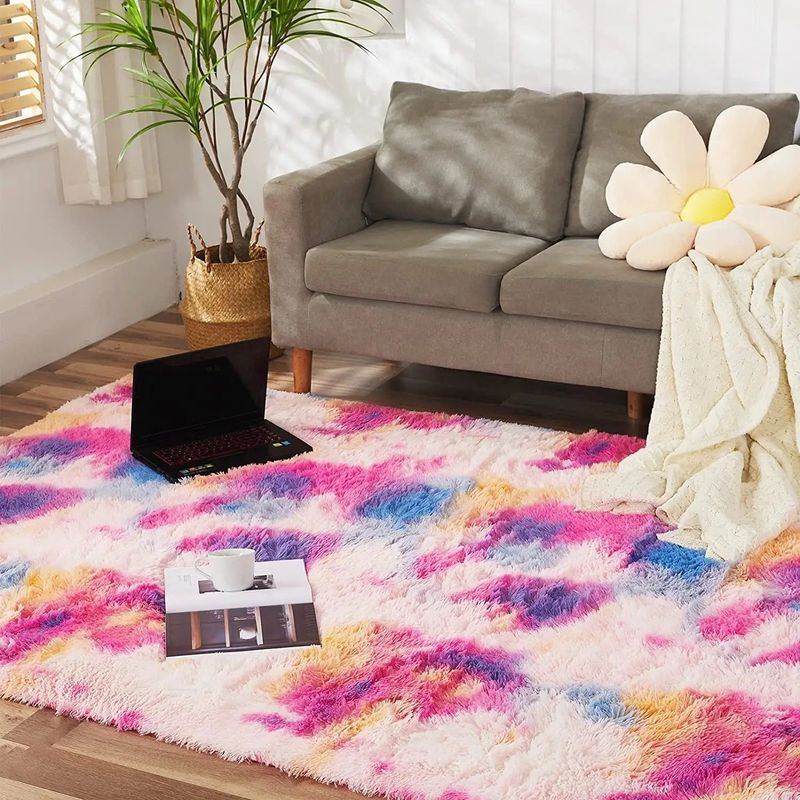 Multi Coloured Fluffy Area Rug