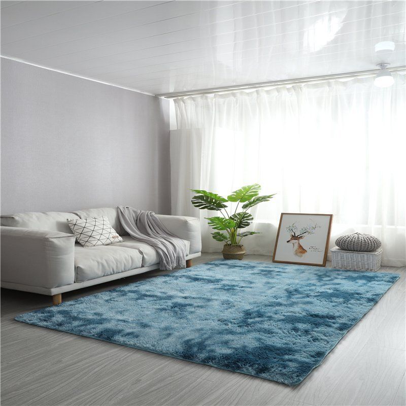 Dark Blue Fluffy Area Carpet