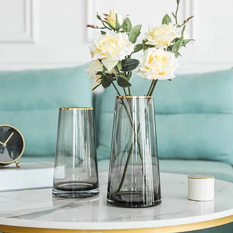 Glass Vase with Gold Rim