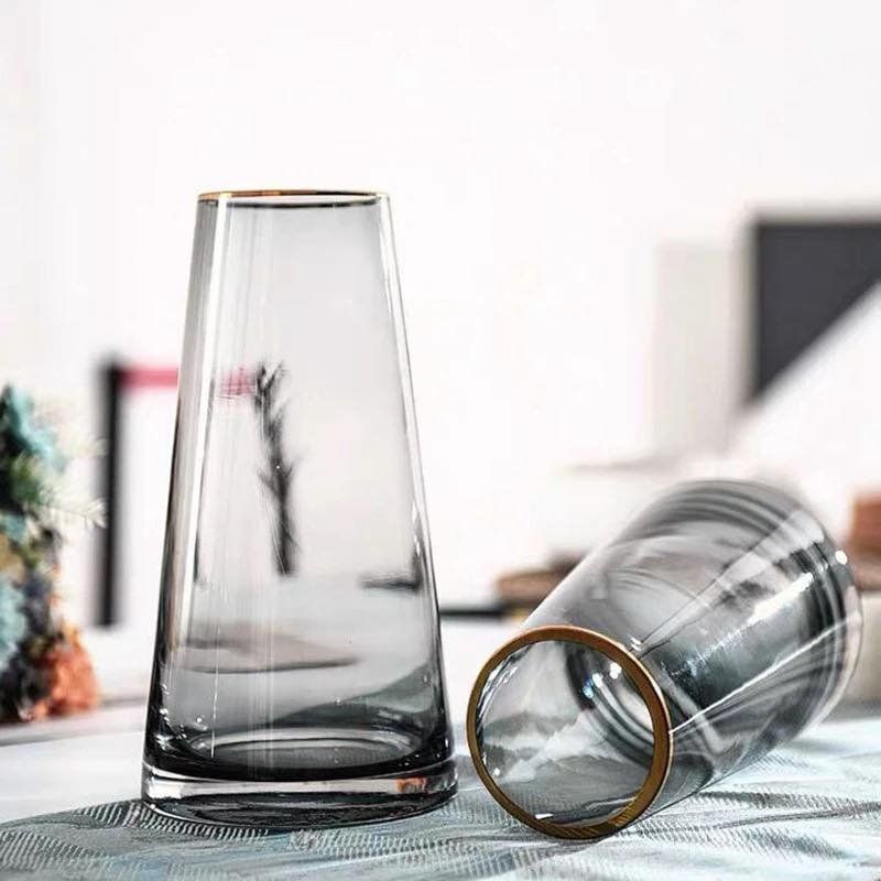 Glass Vase with Gold Rim