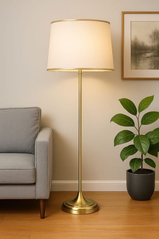 Elegant Gold &amp; Cream Floor Lamp