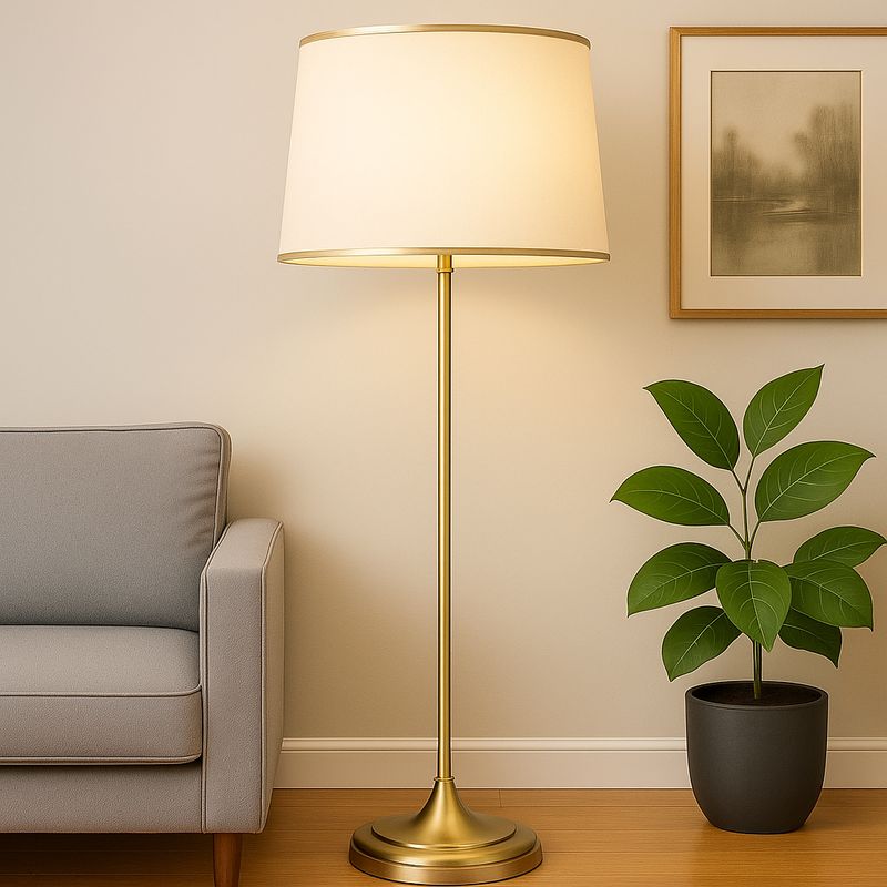 Elegant Gold &amp; Cream Floor Lamp